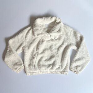 Athleta Cozy Sherpa Pullover 1/4 Zip Sweater Size XXS Off White